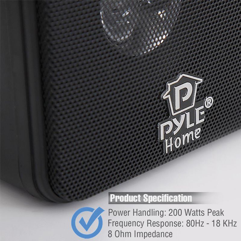 Pyle® 200-Watt 4-In. Mini-Cube Bookshelf Speaker Set, Black, 2 Count, 4 of 8