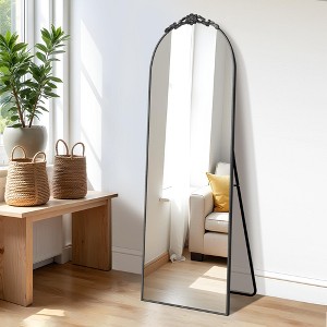 64x21 inch Right-angled Arched Aluminum Alloy Black Full-length Mirror (with Stand) - 1 of 4