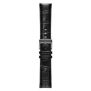 Pininfarina 22mm Croco Pattern Italian Leather Watch Strap – Black with Dark Grey Buckle - 1 of 1