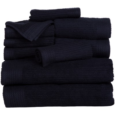 6pc Solid Bath Towels Set Black - Yorkshire Home : Target