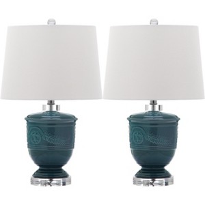 Turquoise Table Lamps (Set of 2) - Safavieh , Blue/White