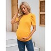 Clearlove Women's Maternity Shirts Puff Short Sleeve Round Neck Tunic Top Casual Pregnancy Clothes - 2 of 4