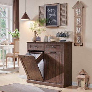Laundry Hampers with Drawer, 20 Gallon Farmhouse Clothes Hamper, Wood Laundry Table with Laundry Storage Basket for Bathroom - 1 of 4