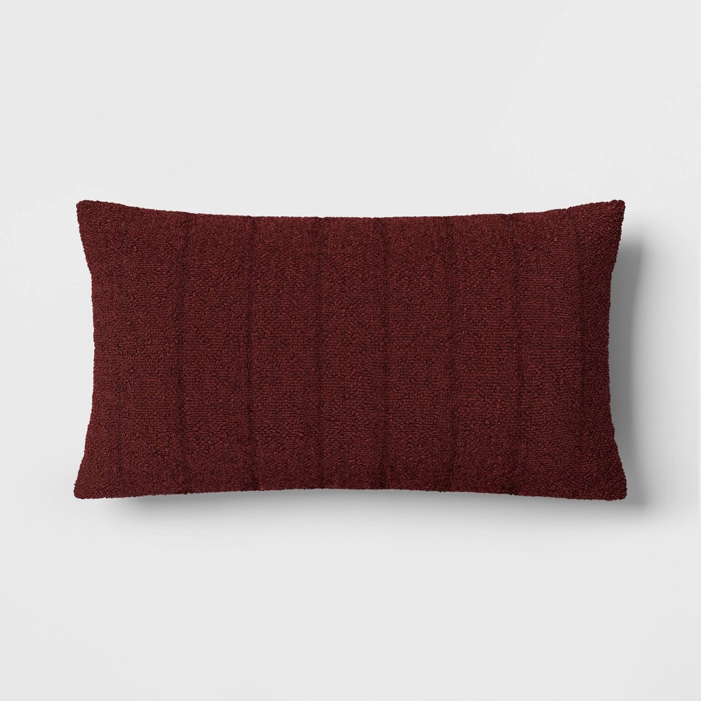 Photos - Pillow Oversized Channeled Boucle Lumbar Throw  Burgundy - Threshold™