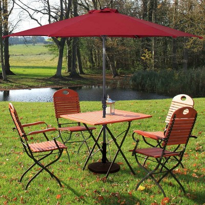 Burgundy 9ft Steel Solar LED Patio Umbrella with Crank
