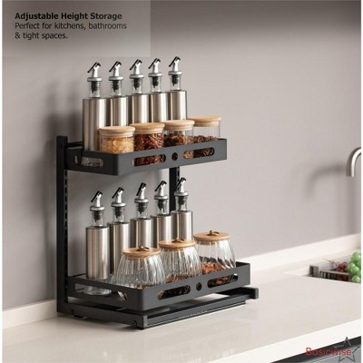 Basicwise Adjustable Height Under Sink Pull-Out Organizer 2-Tier Sliding Shelf Rack Heavy-Duty Mesh Baskets for Kitchen — фото 7