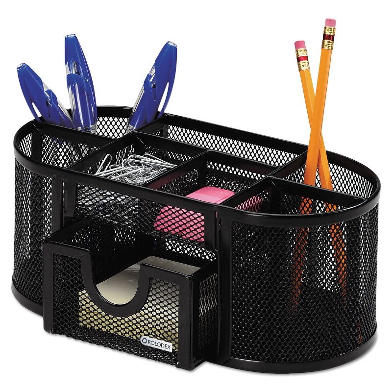 Rolodex Mesh Pencil Cup Organizer Four Compartments Steel 9 1/3 x 4 1/2 x 4 Black 1746466, 4 of 5