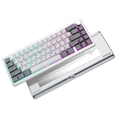 MaseiKar AL68 Wireless Mechanical Keyboard,60% Layout ,QMK/VIA Software,Gasket Mounted,Hot Swappable,RGB Backlit,BT/2.4G/USB-C(Silver, Gateron Zero)