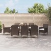 vidaXL Patio Dining Set with Cushions Outdoor Furniture Brown Poly Rattan - 74.8" Table Length 8 Pieces - 2 of 4