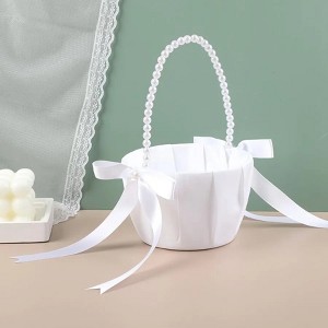 Attop  Ivory Flower Girl Baskets for Wedding Ceremony Decor Elegant Floral Arrangement Holder for Bridal Party Perfect Gift for Weddin - 1 of 4