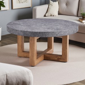 31.4" Round MDF Cross-Leg Coffee Table - 1 of 4