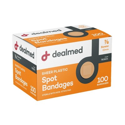 Dealmed 7/8" Sheer Spot Adhesive Bandages with Non-Stick Pad, Latex Free Wound Care