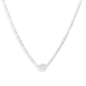 EVRY JEWELS WATERPROOF Gold or Silver Plated Single Pearl Drop Necklace - 1 of 2