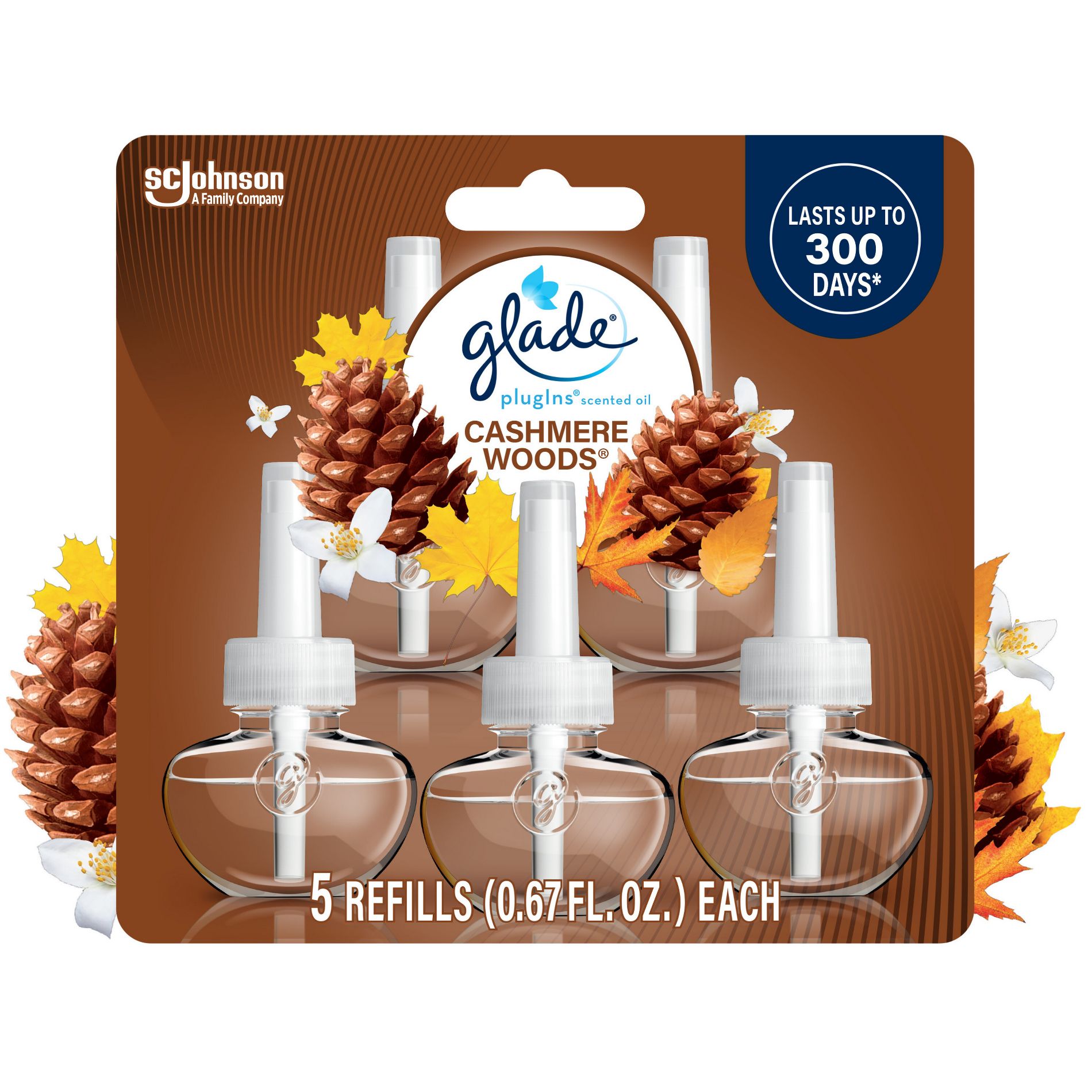 Glade Air Freshener Plug Ins Scented Oil Diffuser Refills - Cashmere Woods - 3.35 fl oz/5pk