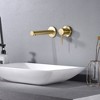 Sumerain Brushed Gold Bathroom Faucet Brass Wall Mount Faucet Single Handle with Rough in Valve - 4 of 4