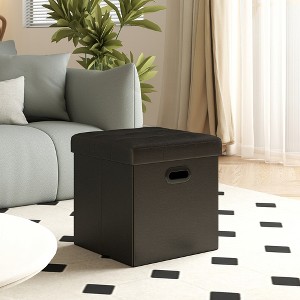 15" Ottoman with Storage, Folding Footstool, Storage Ottoman Bench, Cube Storage Chest Bedroom Bench with Storage 660 lb Load Capacity - 1 of 4