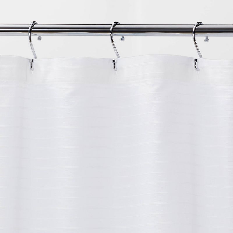 Woven Stripe Shower Curtain White - Threshold&#8482;, 3 of 8