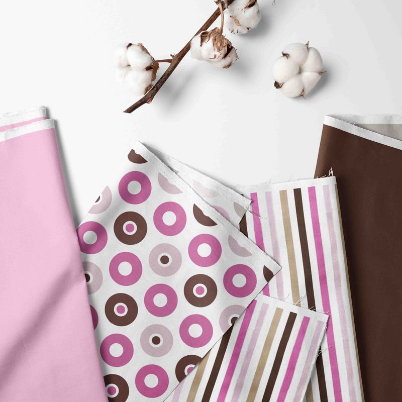 Bacati - Mod Dots Stripes Pink Fuschia Beige Chocolate 3 pc Toddler Sheet Set, 2 of 8