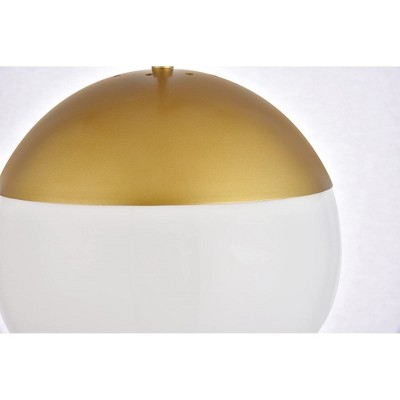 Elegant Lighting Eclipse 1 Light Brass Pendant With Frosted White Glass