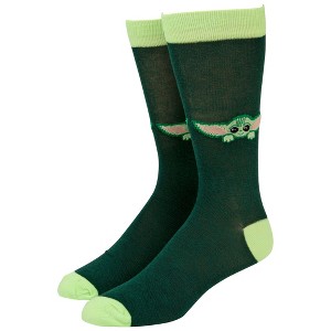 Adult Star Wars The Mandalorian Grogu The Child Peeking Over Crew Socks - 1 of 4