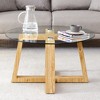 31.5" Round MDF and Tempered Glass Coffee Table with Wood Finish for Living Room and Bedroom - 3 of 4