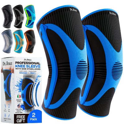 DR. BRACE® ELITE Knee Braces for Knee Pain, Compression Knee Sleeve with Side Stabilizers - 2 Pack