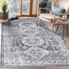 Washable Non Slip Low Pile Area Rug for Living Room Vintage Floral Indoor Carpet Stain Resistant Foldable Floor Cover - 4 of 4