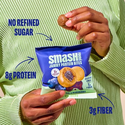 Smash Foods Gluten Free Cashew Butter & Blueberry Jam Protein Bites - 8g Protein - 7.1oz/4pk