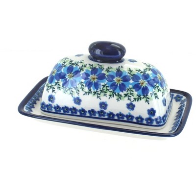 Blue Rose Polish Pottery 1377 Zaklady Butter Dish