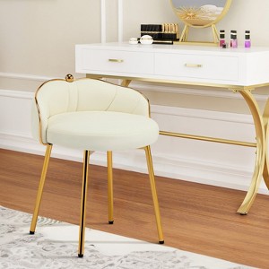 Furniliving Cute Vanity Chair With Golden Legs，Beige : Target