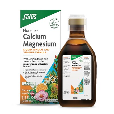 Floradix Calcium Magnesium Liquid Herbal & Mineral Supplement - Bone & Joint Support with Calcium, Magnesium, Vitamin D & Zinc - Vegetarian, Non-GMO