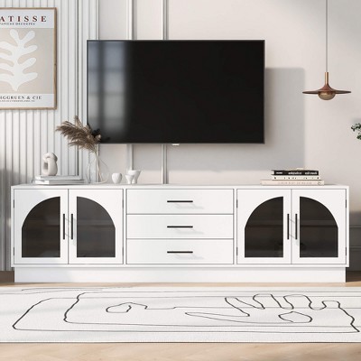 ORRD  Modern Minimalist TV Stand for TVs up to 75 Inches, Entertainment Center Media Console Cabinet with Adjustable Shelves for Living room