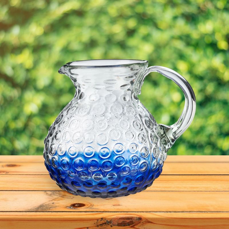 Amici Home Catalina Pitcher, Artisan Handmade Mexican Recycled Glass, For Sangria, Iced Tea, Juice, 8″ D x 8″ H, 80- Ounce, 3 of 5