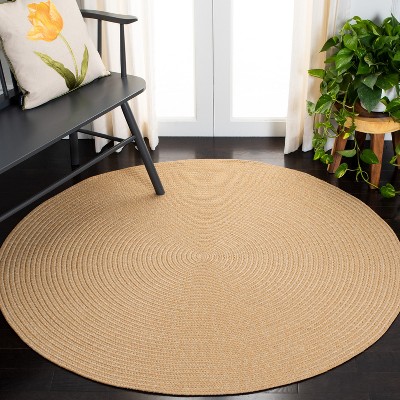 Beige Round Braided Synthetic 8' Area Rug