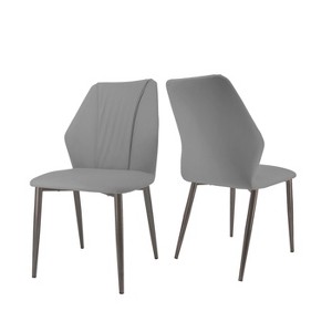 Set of 2 Upholstered Dining Room Chair with Microfiber PU Leather Cover Kitchen High Back Armless Side Chairs for Dining Rooms - 1 of 4