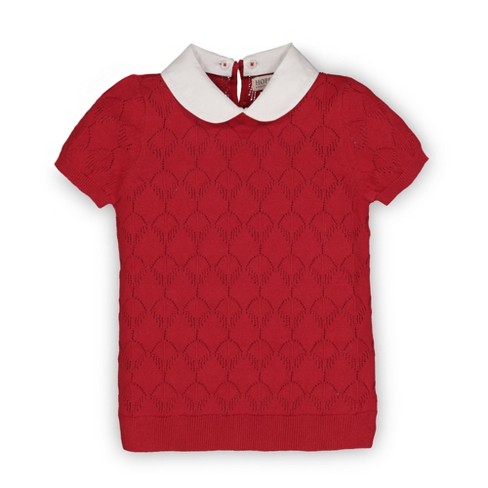 Hope u0026 Henry Girls' Organic Cotton French Look Short Sleeve Sweater With  Collar, Infant : Target