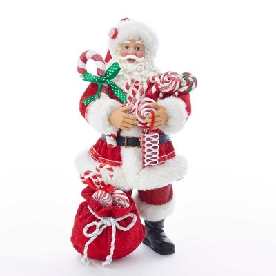 Kurt Adler 10.5" Fabriche Santa With Christmas Candy and Bag