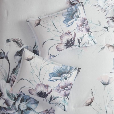 Cassandra Shabby Chic Queen Cotton Comforter Set in Soft Blue