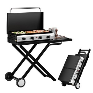 ROVSUN 4 Burner Folable Portable Propane Griddle, 40000 BTU Rolling Flat Top Gas Grill with Ignition & Regulator for Outdoor Camping BBQ Tailgating - 1 of 4