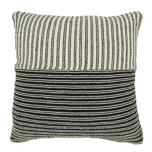 Saro Lifestyle Sophisticated Duo-Tone Stripe Poly Filled Pillow, Black, 20"x20" - 1 of 3