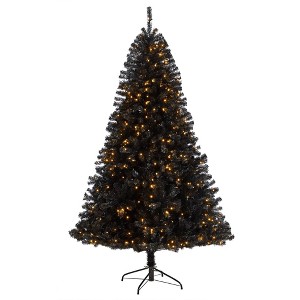 Nearly Natural 7-ft Black Artificial Christmas Tree with 500 Clear LED Lights and 1428 Tips - 1 of 4