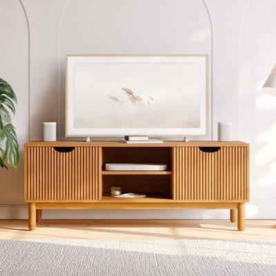 Photo 1 of ***SEE NOTES*** Low Profile Fluted TV Stand 48" medium oak