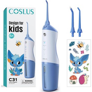 COSLUS Kids Water Dental Flosser Deep Cleaning Picks Portable 4 Modes for Ages 6+ Safe Waterproof Rechargeable - 1 of 4