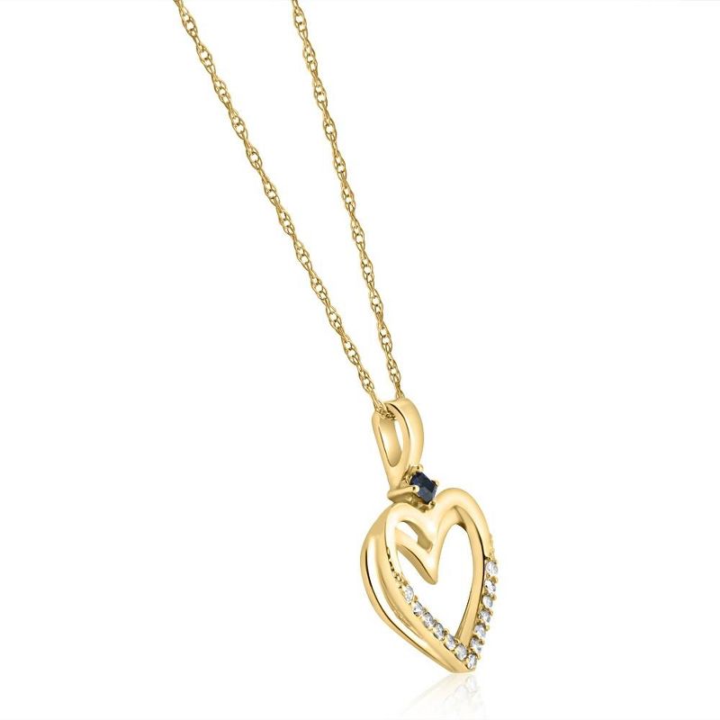 Pompeii3 Diamond Sapphire Heart Pendant Yellow White or Rose Gold Designer Veronica Wu, 2 of 4