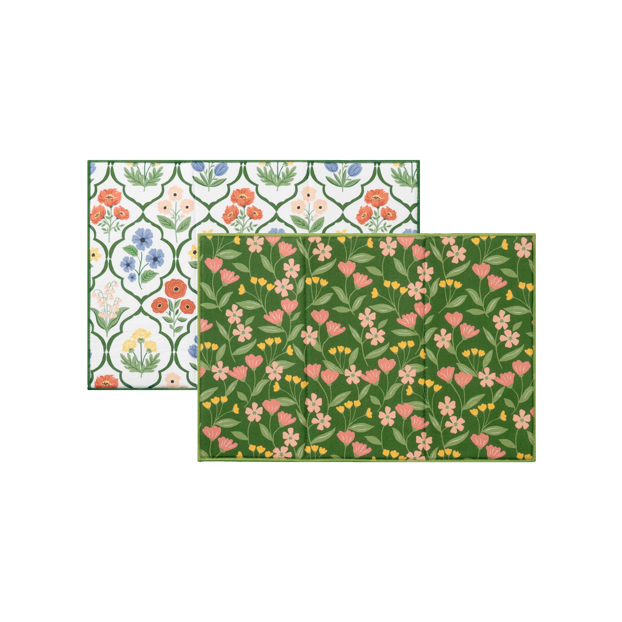 John Ritzenthaler Co. Garden Green Dish Drying Mat, Super Absorbent & Quick-Drying, 100% Polyester, 14x21, 2-Pack