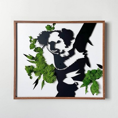 ChicFurnit Wall Art Koala Moss Metal Wall Decor Heartwarming Nature Scene for Home Living Room and Office, Green, 21"*18"*1.58"