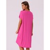 cheibear Women's Cotton Chest Pleat Design Loose Short Sleeve Cozy Nightgowns - 3 of 4