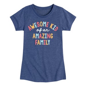 Girls' - Instant Message - Awesome Kid of an Amazing Family Fitted Short Sleeve Graphic T-Shirt - 1 of 4