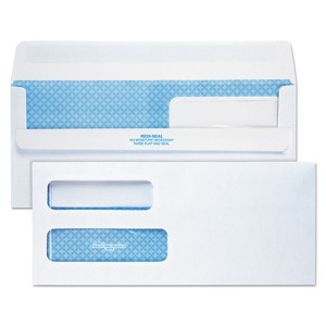 Quality Park Redi Seal Envelope #10 4 1/8 x 9 1/2 Double Window White 500/Box 24559 - 1 of 4