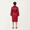 Anna-Kaci Men's Satin Robe with Subtle Stripe Texture Contrast Trim and Waist Tie - 4 of 4